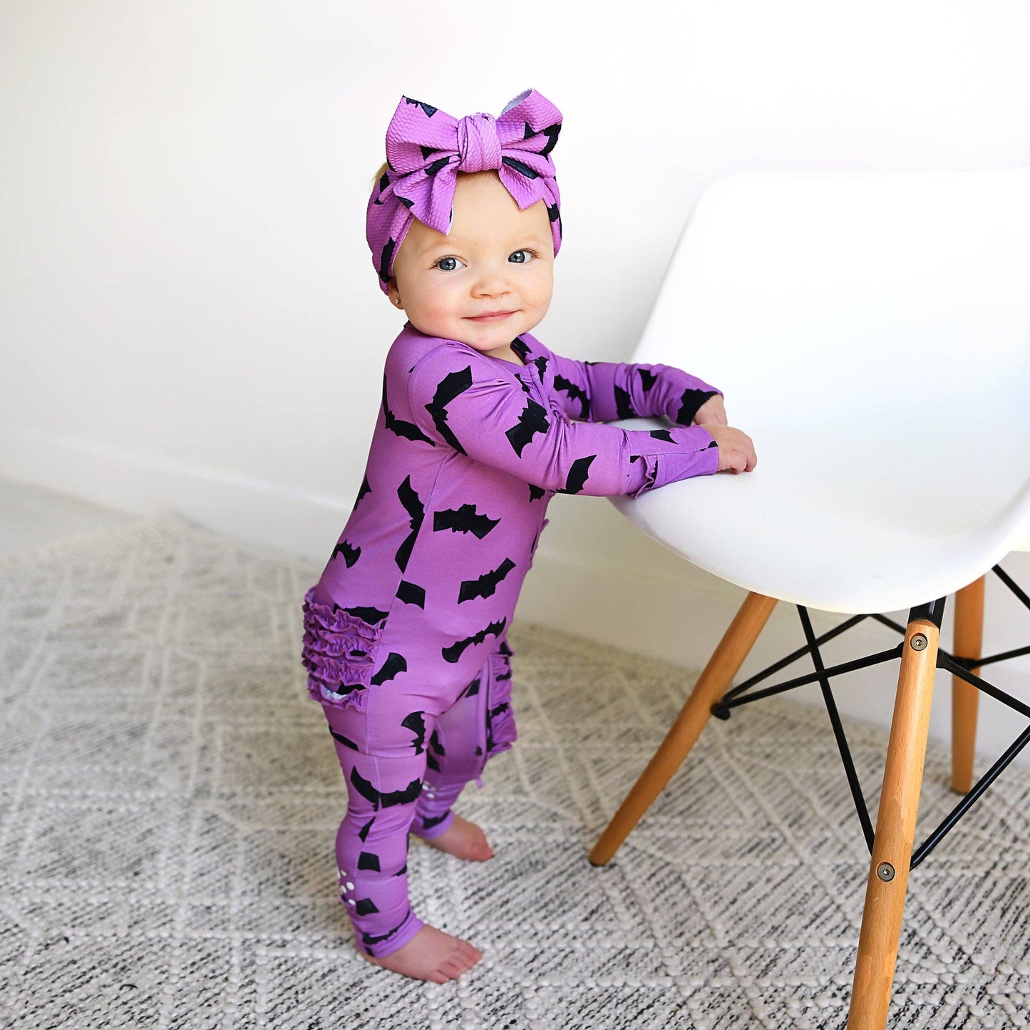Purple Bats Ruffle Zip