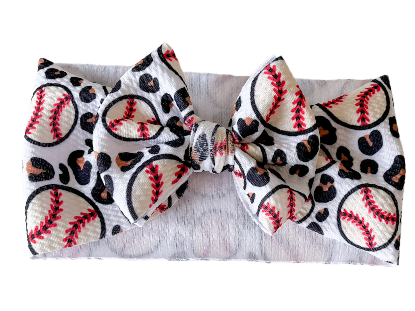 Cheetah Baseball Headwrap Baby Bow