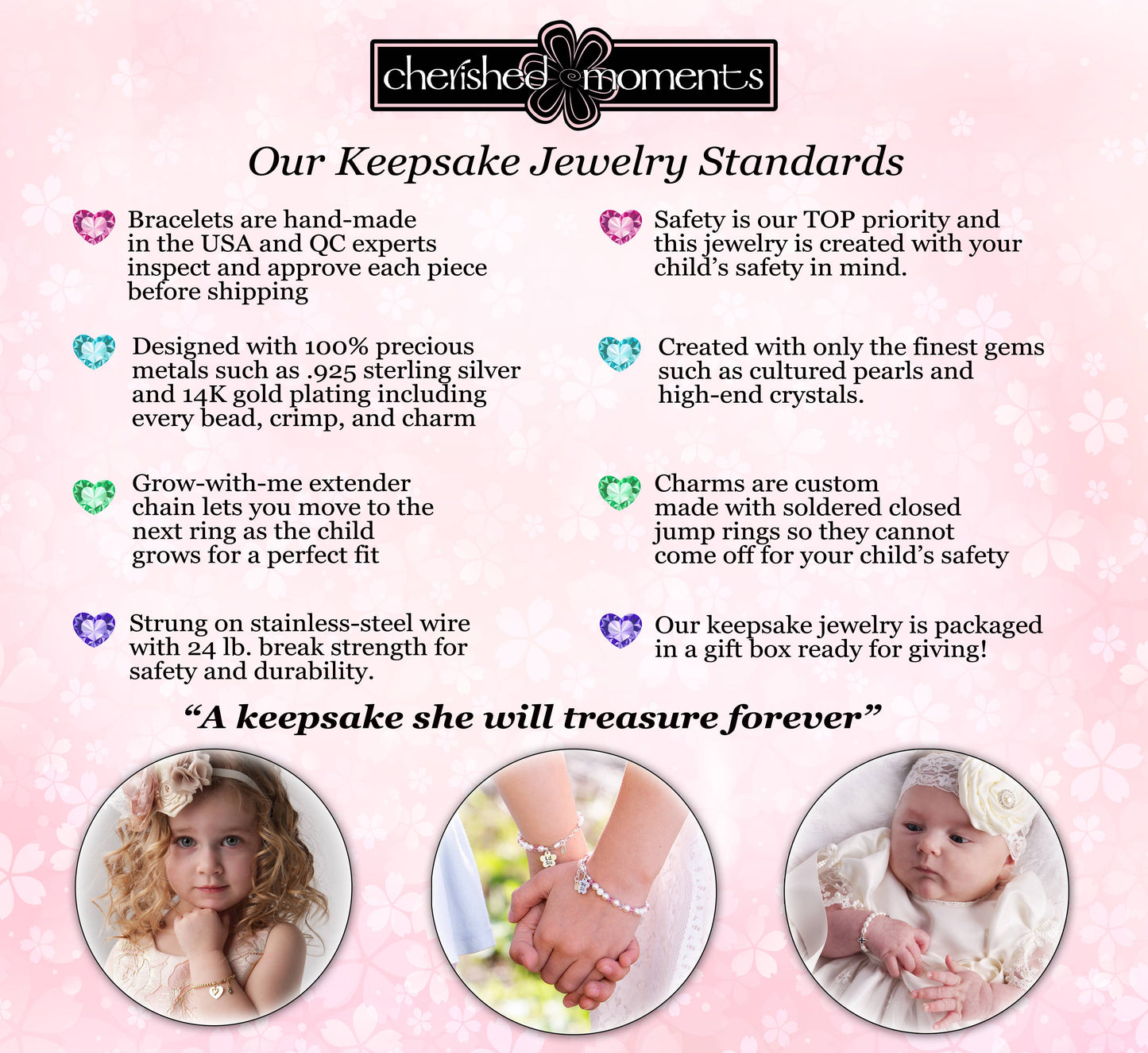 14K Gold-Plated Baby Bracelet w/Heart Kids Jewelry