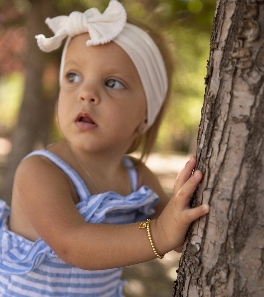 14K Gold-Plated Baby Bracelet w/Heart Kids Jewelry