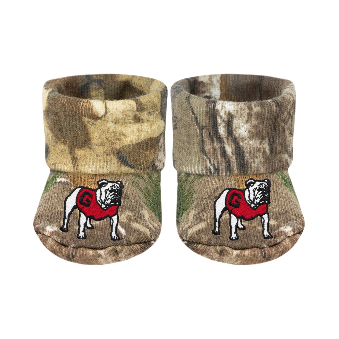 Georgia Bulldogs Newborn Bootie Sock: Black- Bulldog Head
