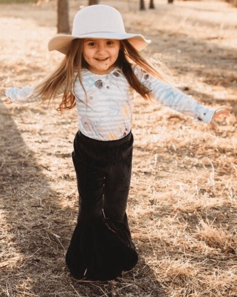 Lina Pleated Velour Bell Bottoms