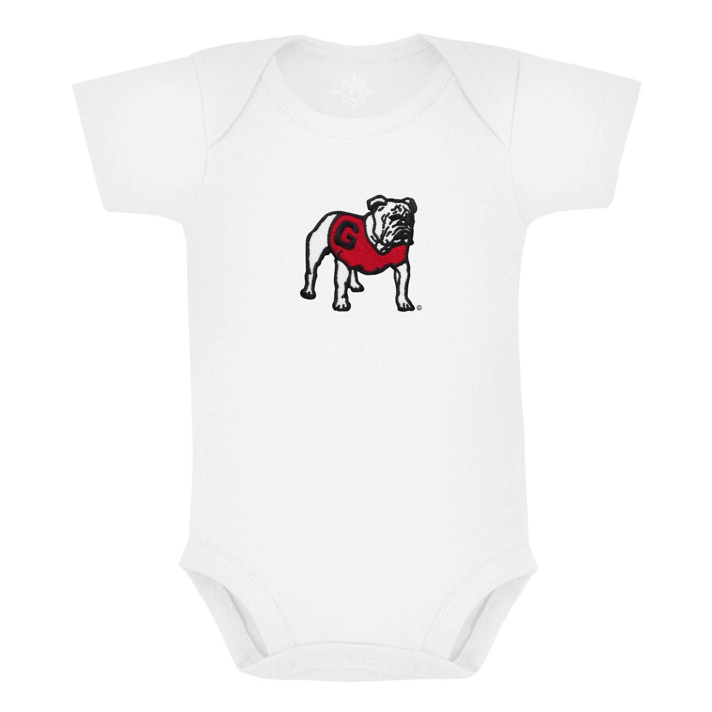 Georgia Bulldogs Bodysuit: Red - Bulldog Head