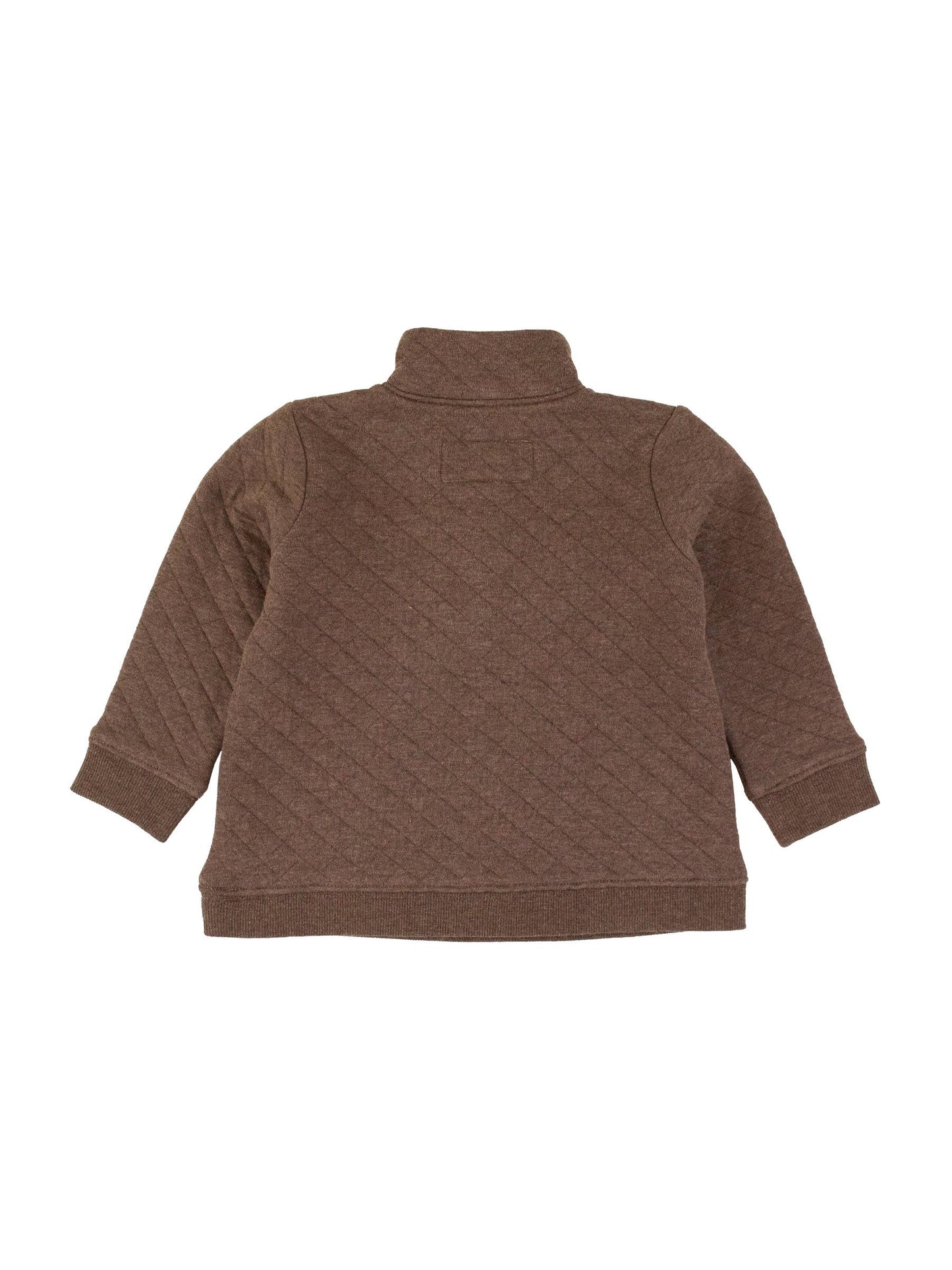Boys Heather Carafe Quilted Quarter Snap Sweatshirt: Brown