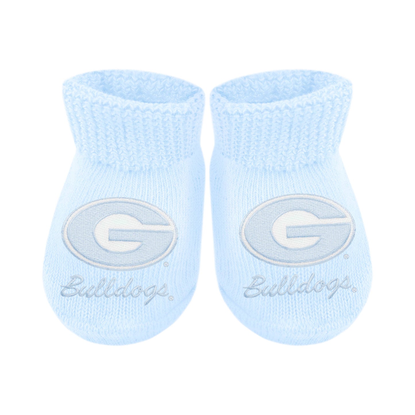 Georgia Bulldogs Newborn Bootie Sock: Black- Bulldog Head
