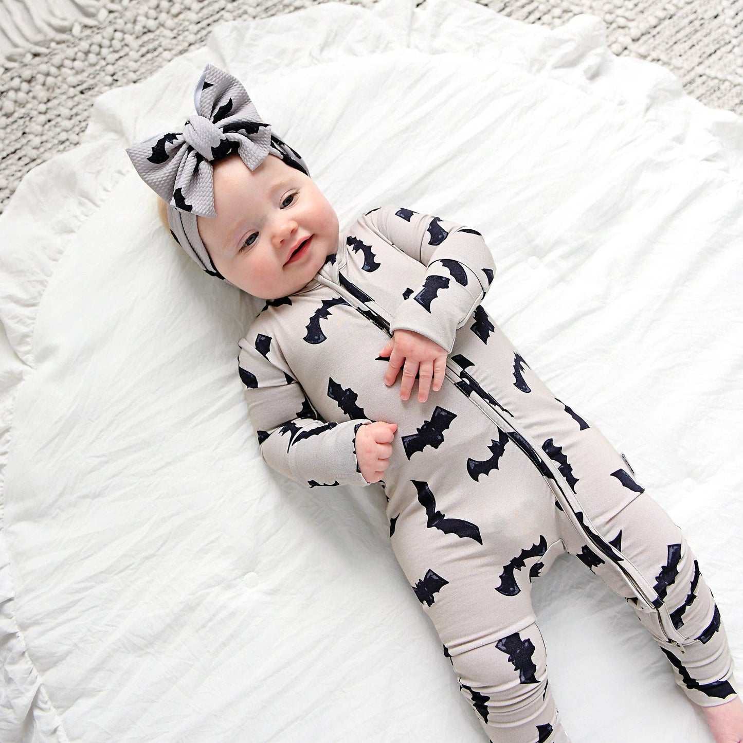 Gray Bats Zip Bamboo Halloween Sleepies