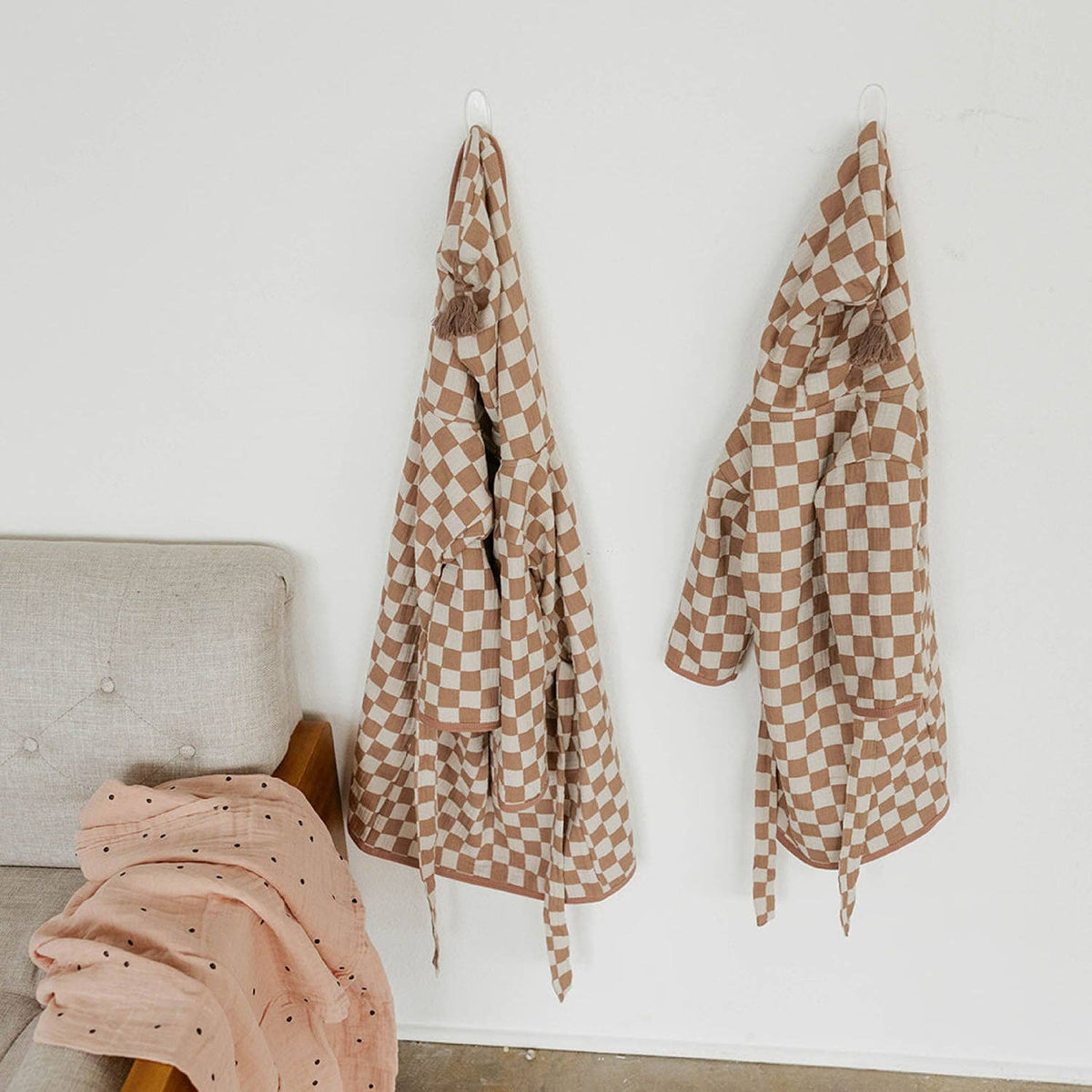 Toddler + Kids Bath Robe: Rosewood Checker / 1-3 Years