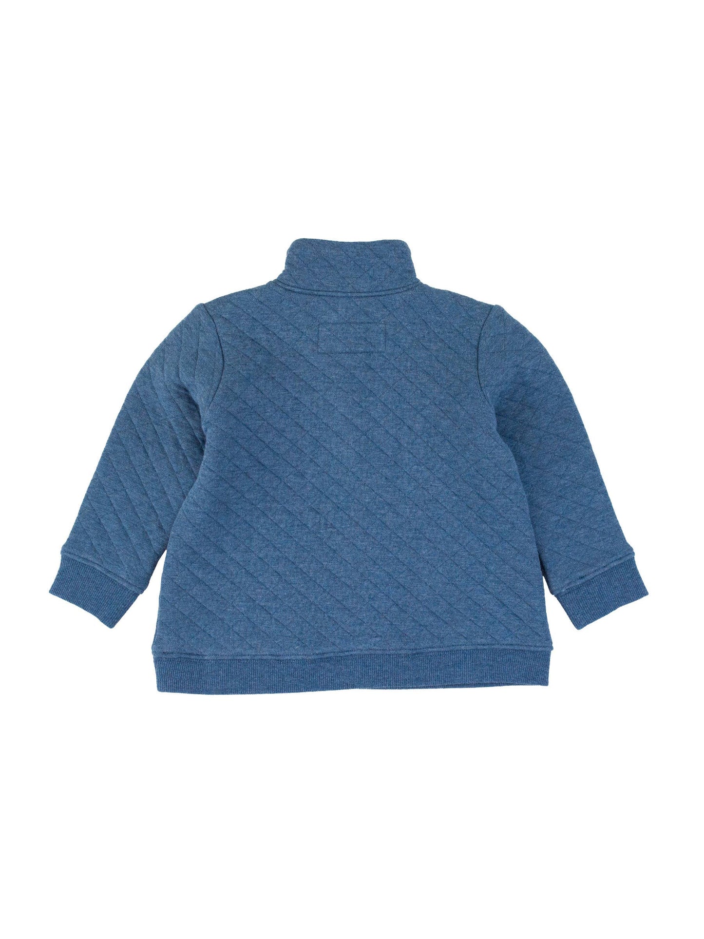 Boys Heather Indigo Quilted Quarter Snap Sweatshirt: Blue