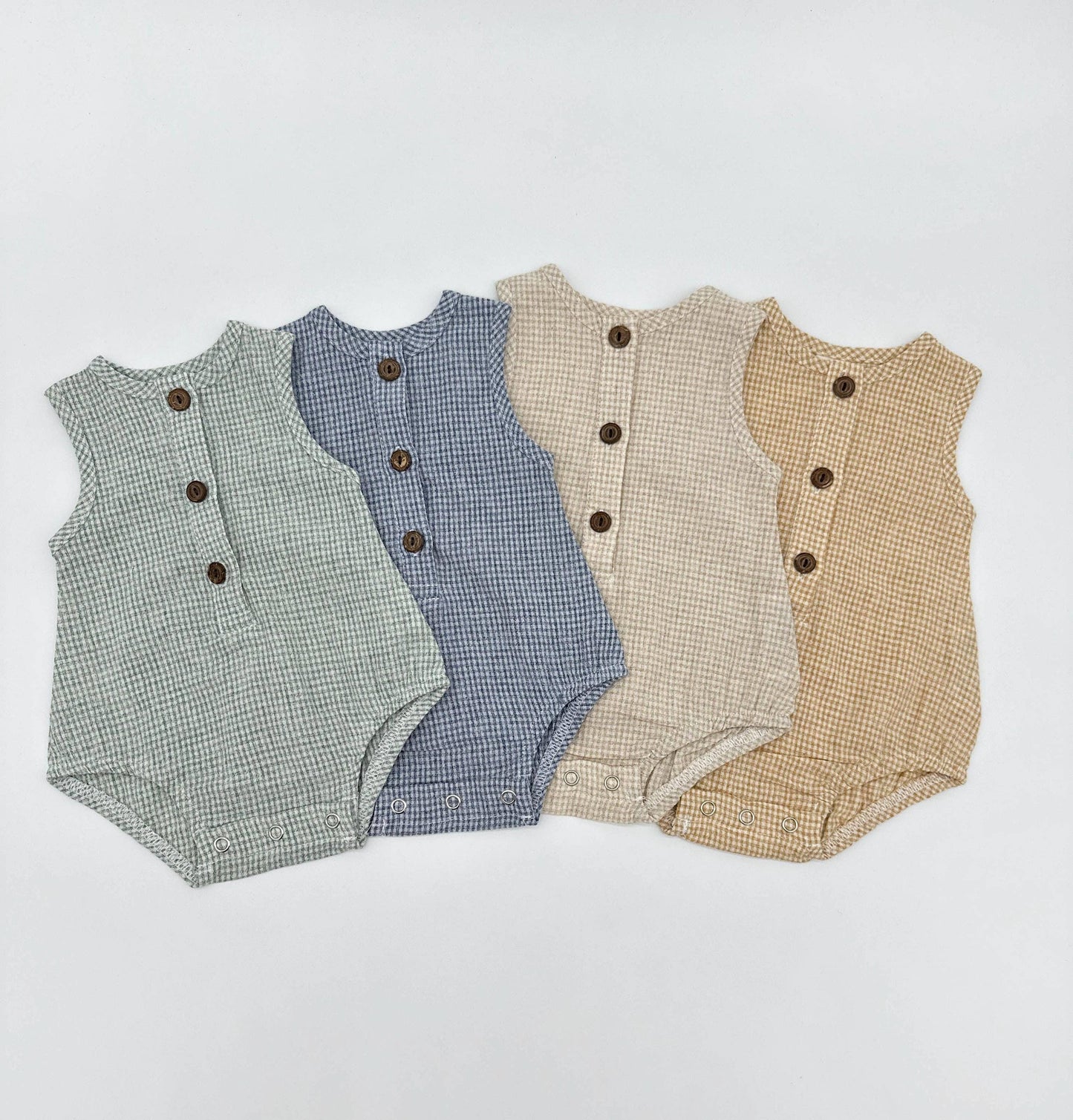 Marco Gingham Romper: Green