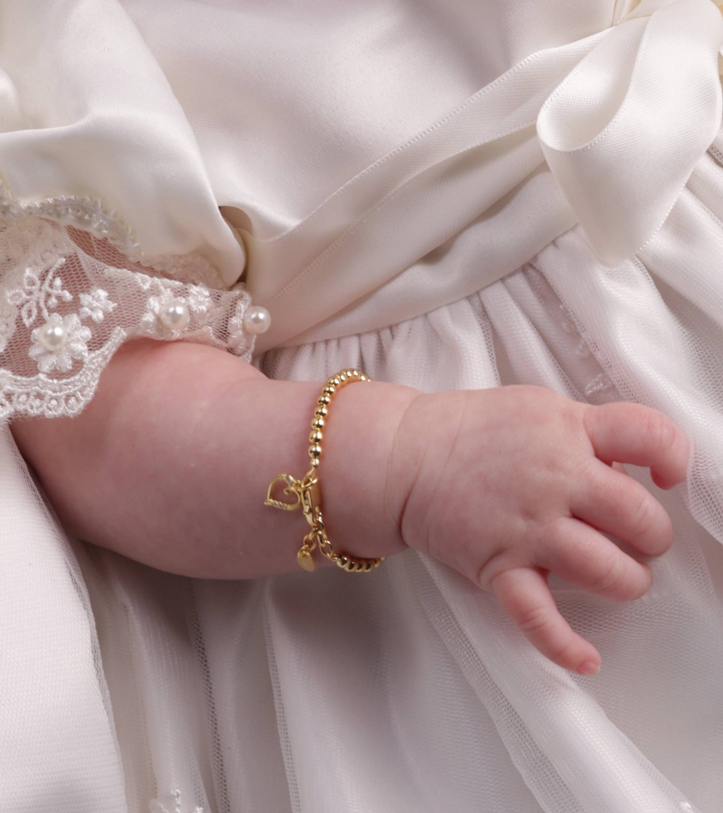 14K Gold-Plated Baby Bracelet w/Heart Kids Jewelry