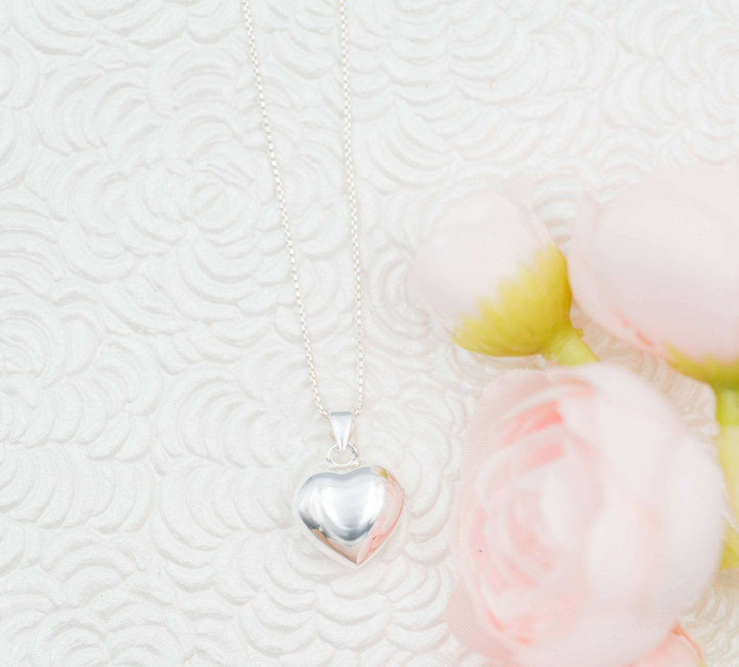 Sterling Silver Girls Puff Heart Necklace: BCN-32 Puff Heart 14"