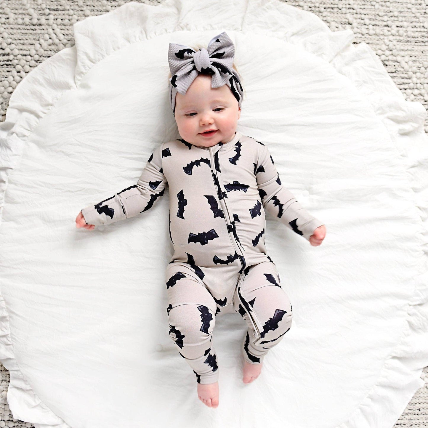 Gray Bats Zip Bamboo Halloween Sleepies