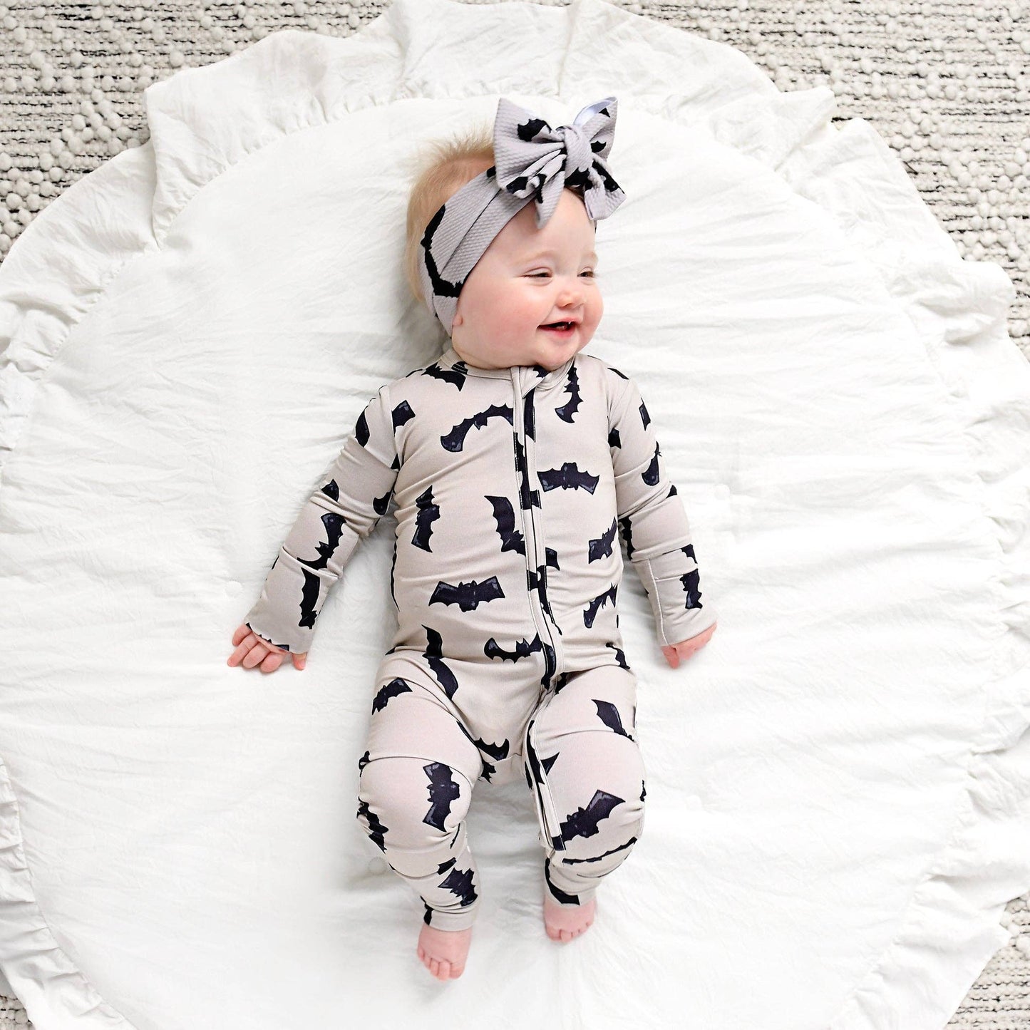 Gray Bats Zip Bamboo Halloween Sleepies