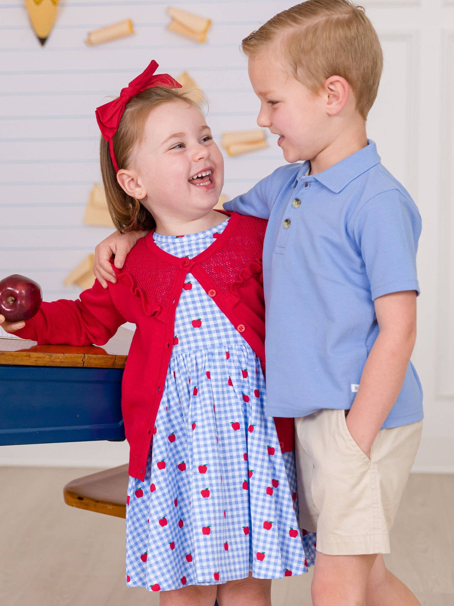 Red Sweater Knit Ruffle Trim Cardigan: Red