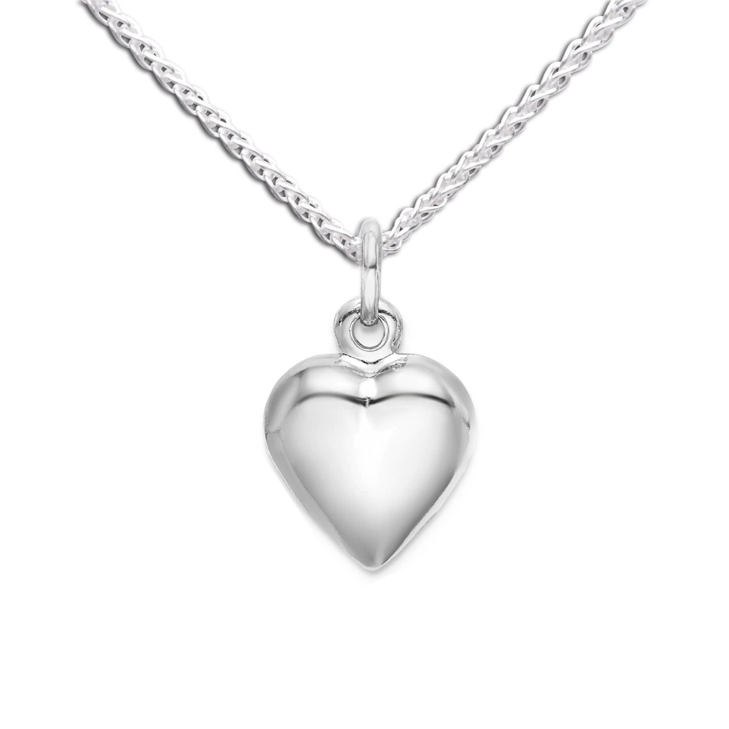 Sterling Silver Girls Puff Heart Necklace: BCN-32 Puff Heart 14"