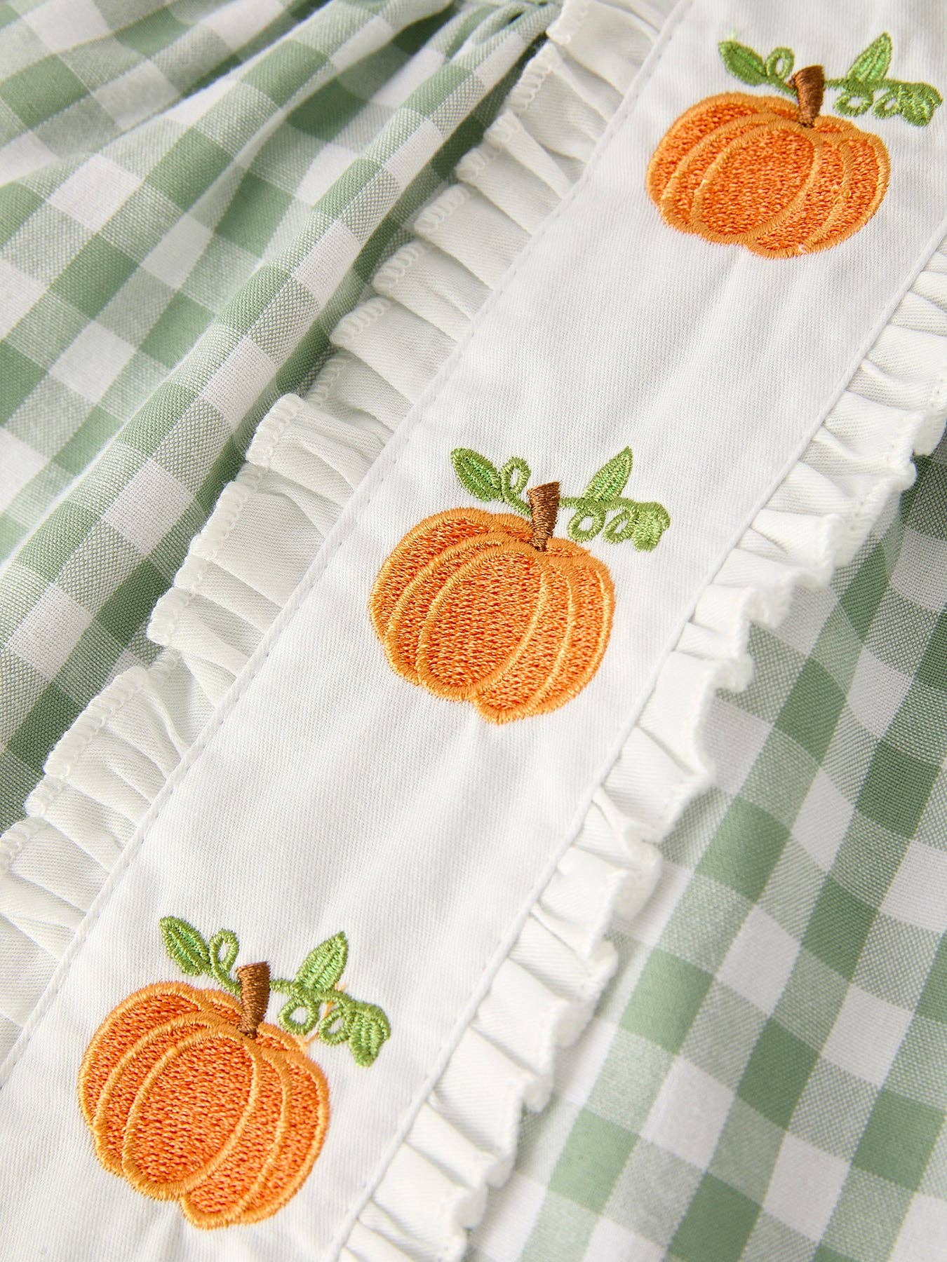 Applique Plaid Girls Bloomers Romper Set