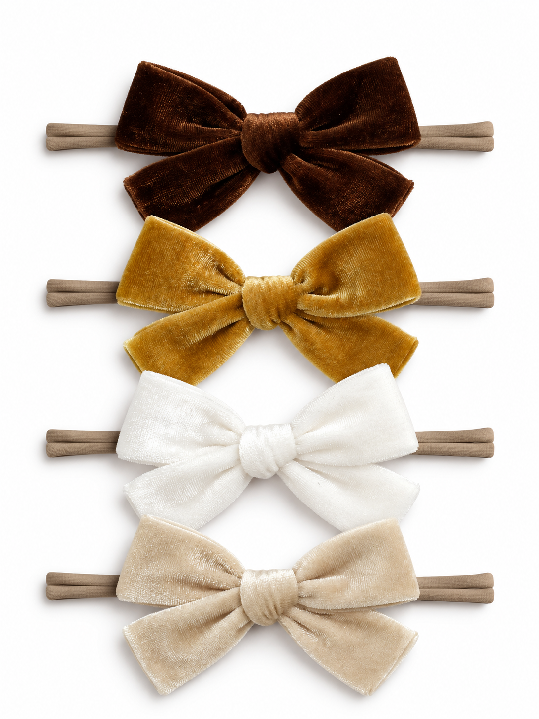 4-Pack Velvet Nylon Bows,Golden Neutral