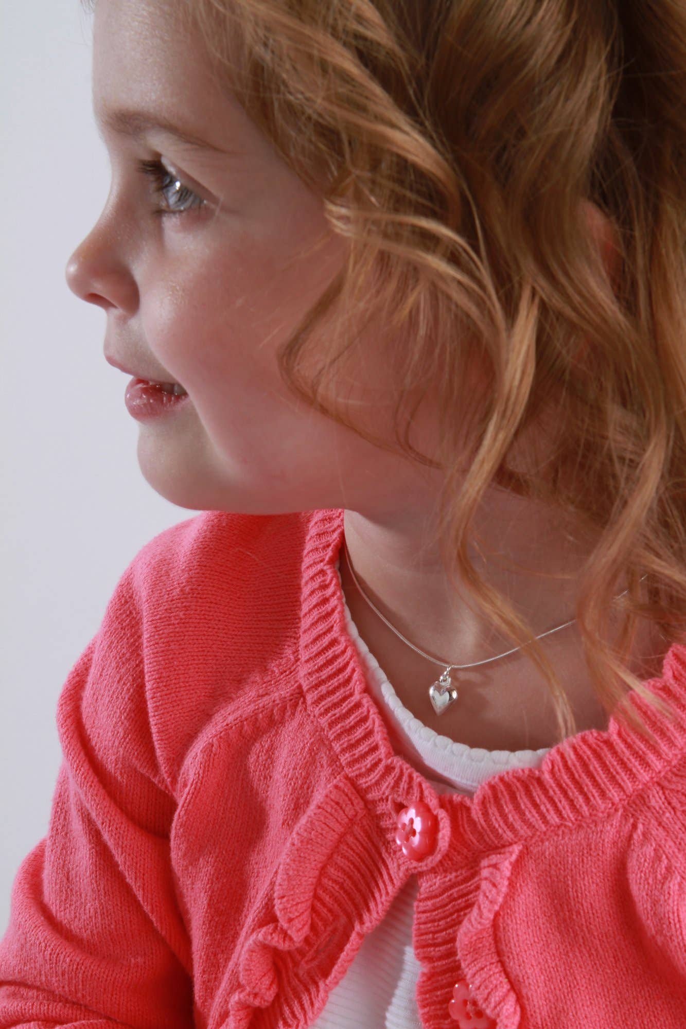 Sterling Silver Girls Puff Heart Necklace: BCN-32 Puff Heart 14"