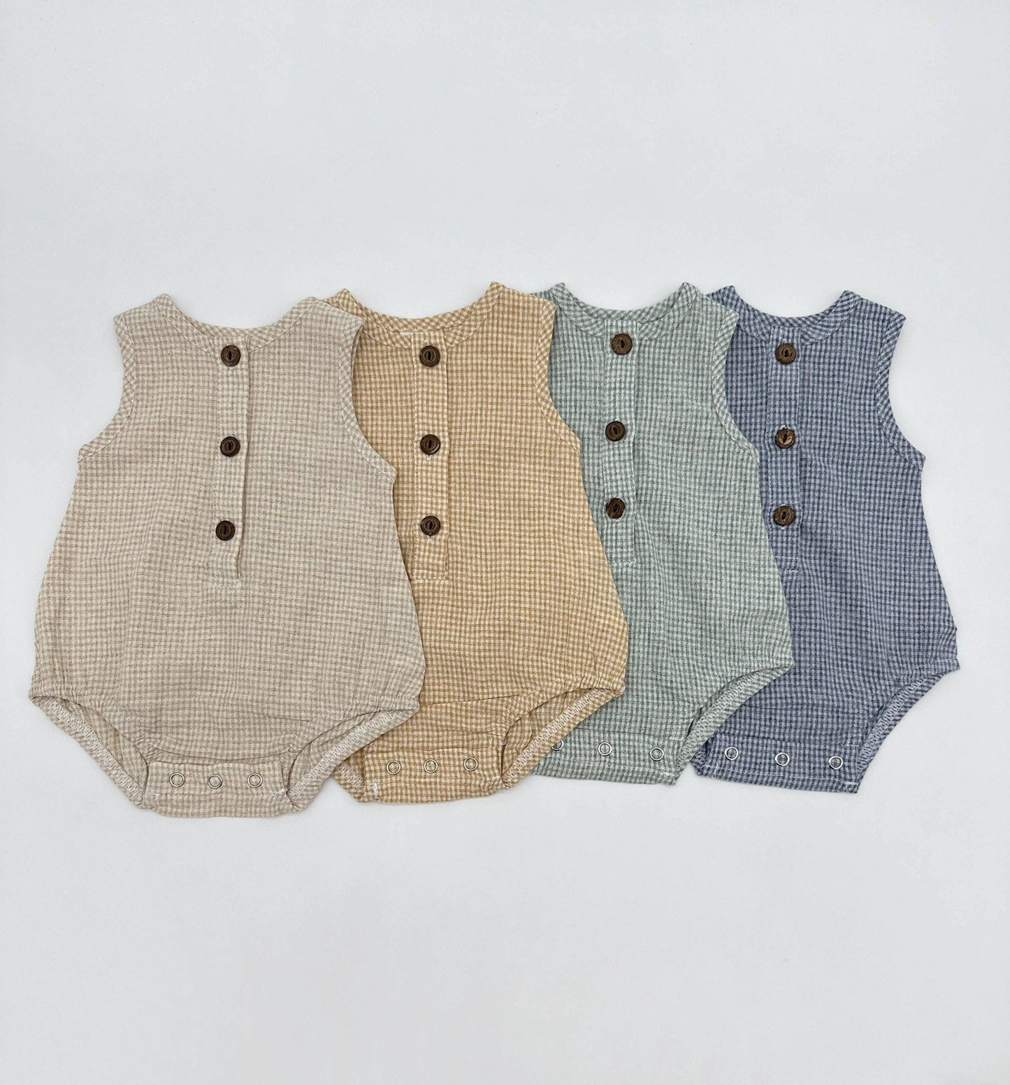 Marco Gingham Romper: Blue
