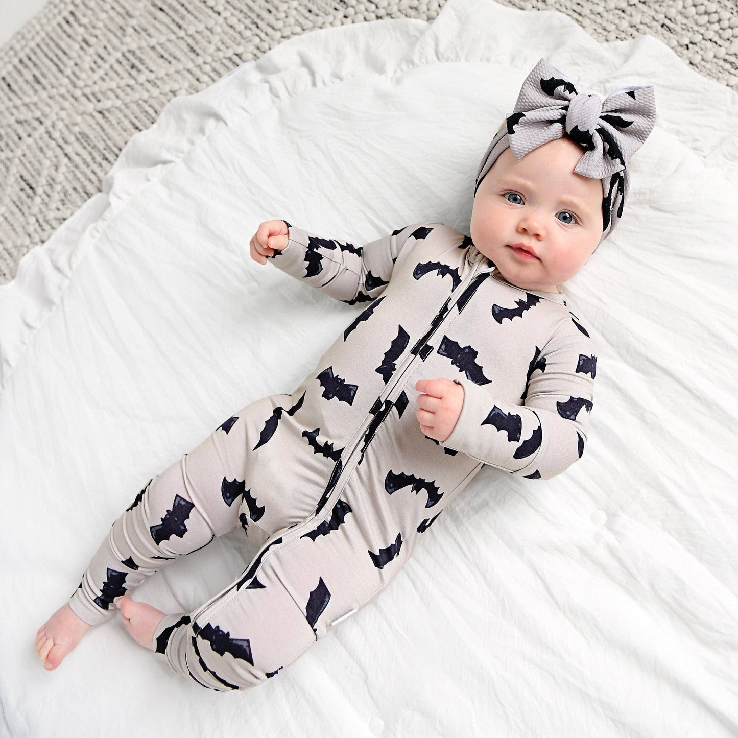 Gray Bats Zip Bamboo Halloween Sleepies