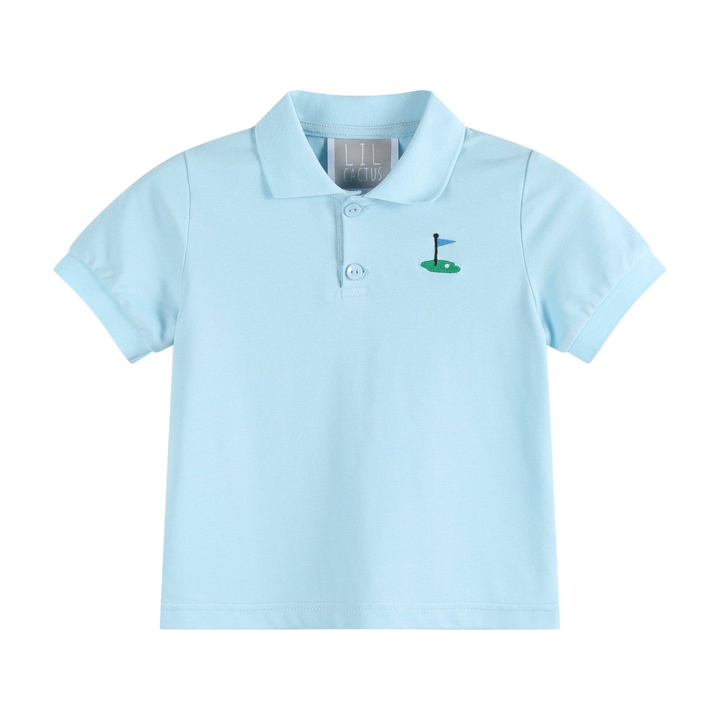 Light Blue Golf Hole Polo Shirt: 18-24M