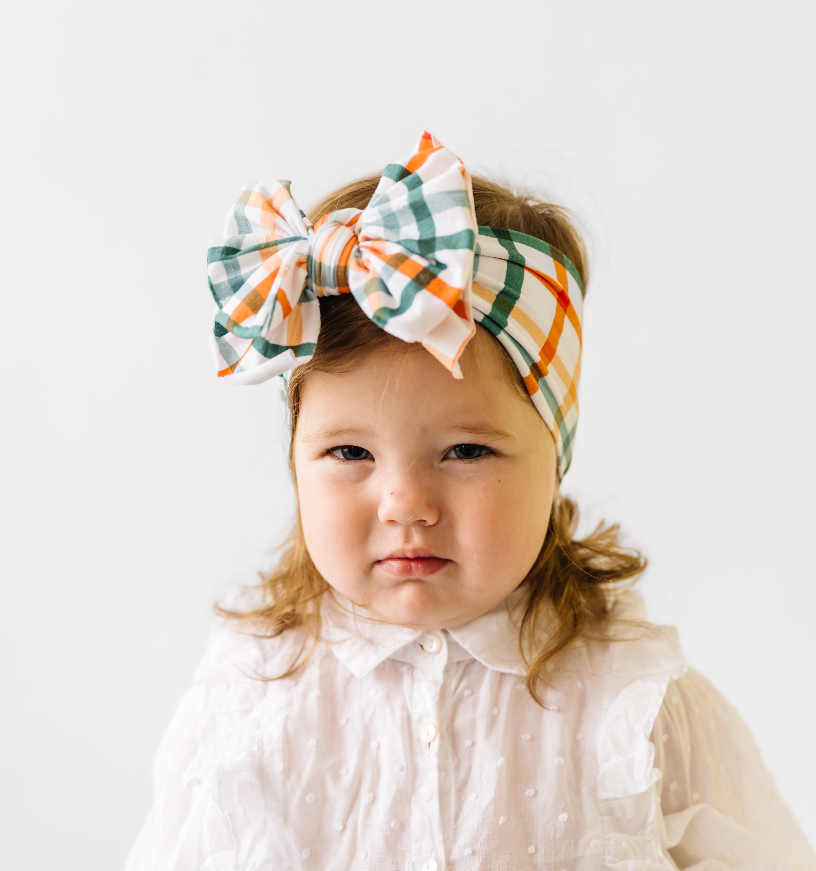 Baby Bling Bows - PRINTED FAB: harvest plaid