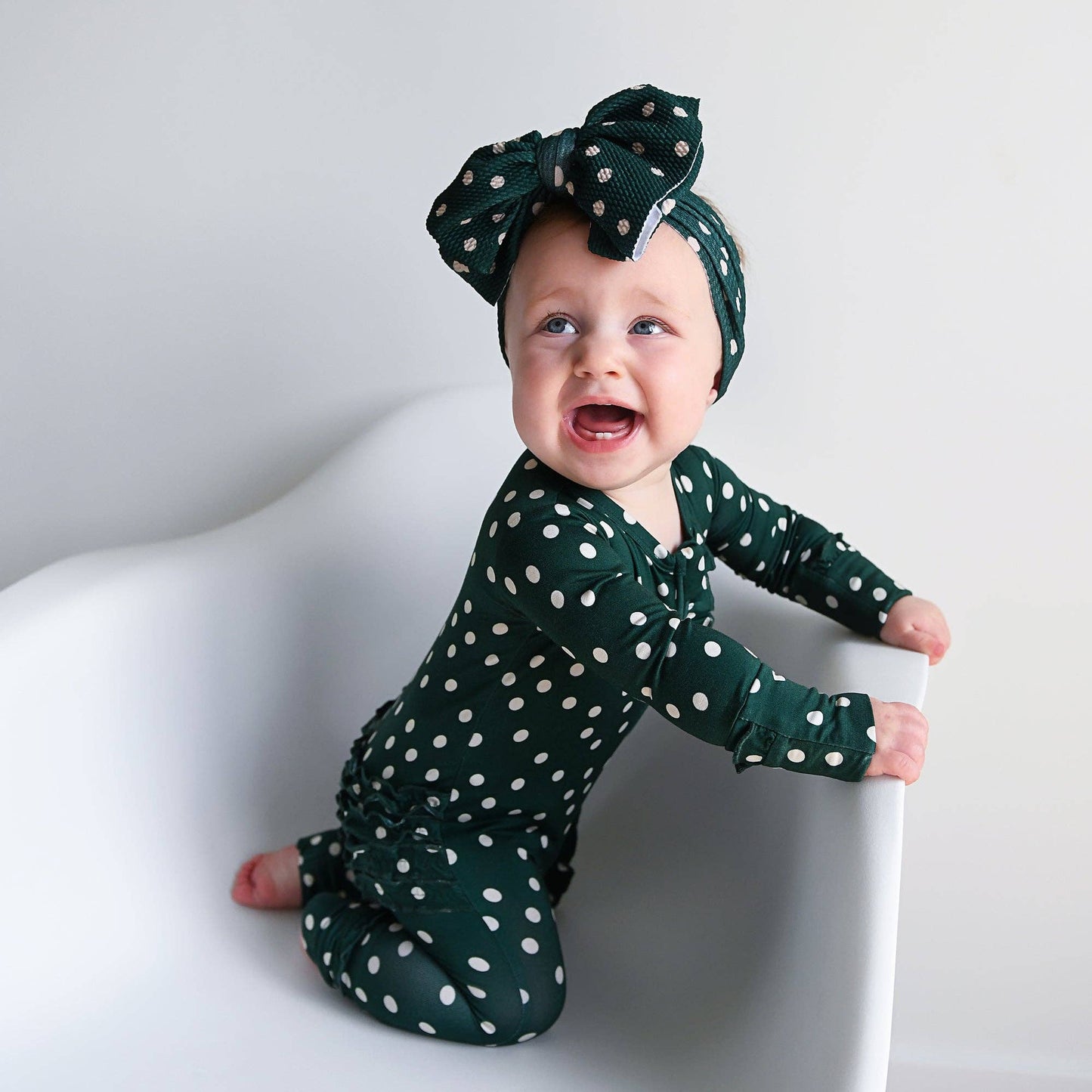 Dottie RUFFLE ZIP christmas bamboo onesie