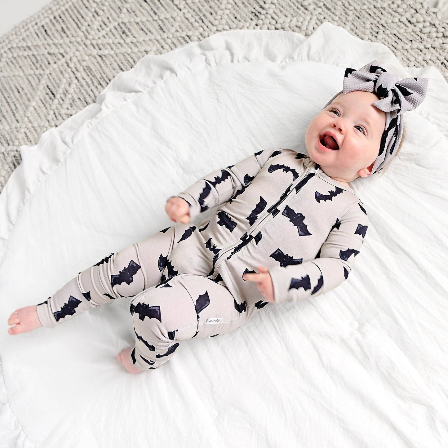 Gray Bats Zip Bamboo Halloween Sleepies