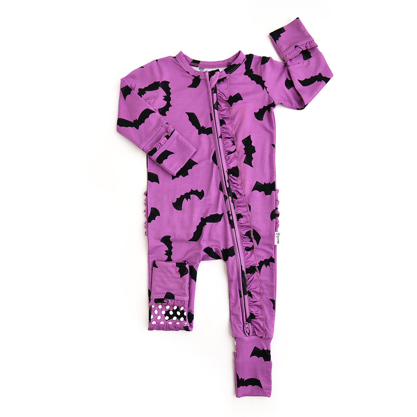 Purple Bats Ruffle Zip