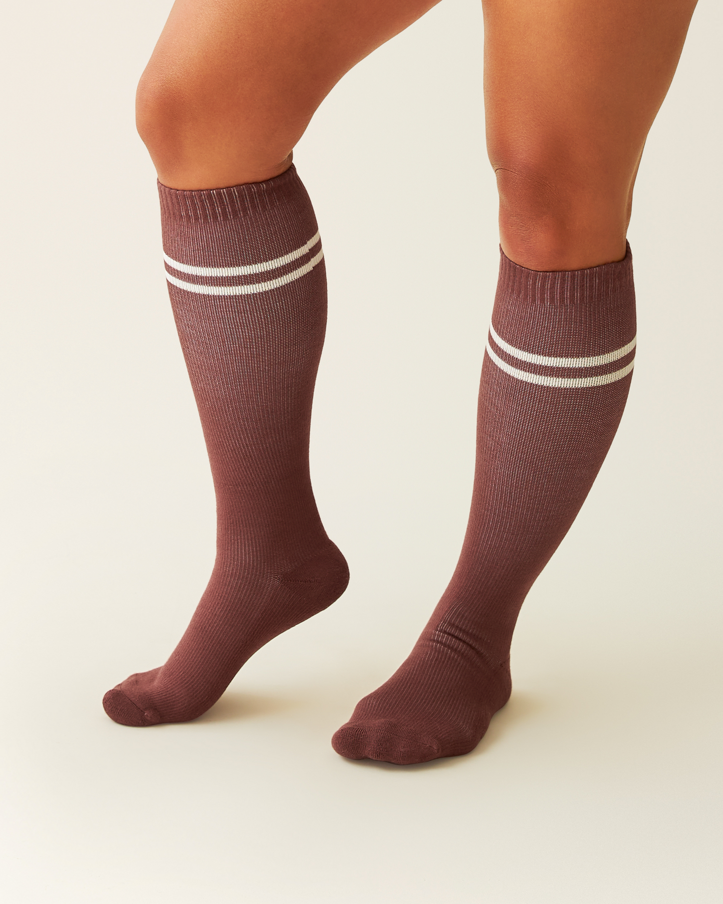 Compression Socks (2-Pack): Ivory and Taupe / Regular Calf