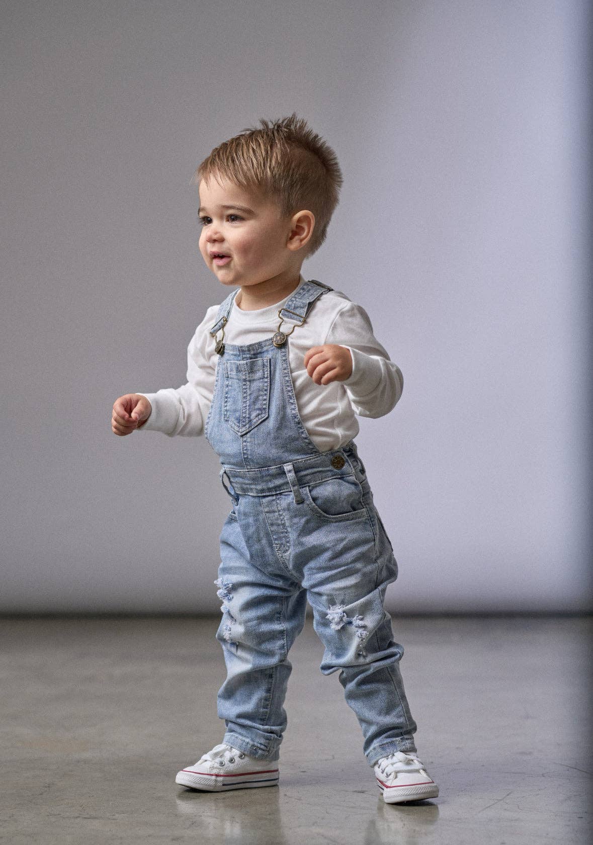 Distressed Denim Overall - Light Wash
