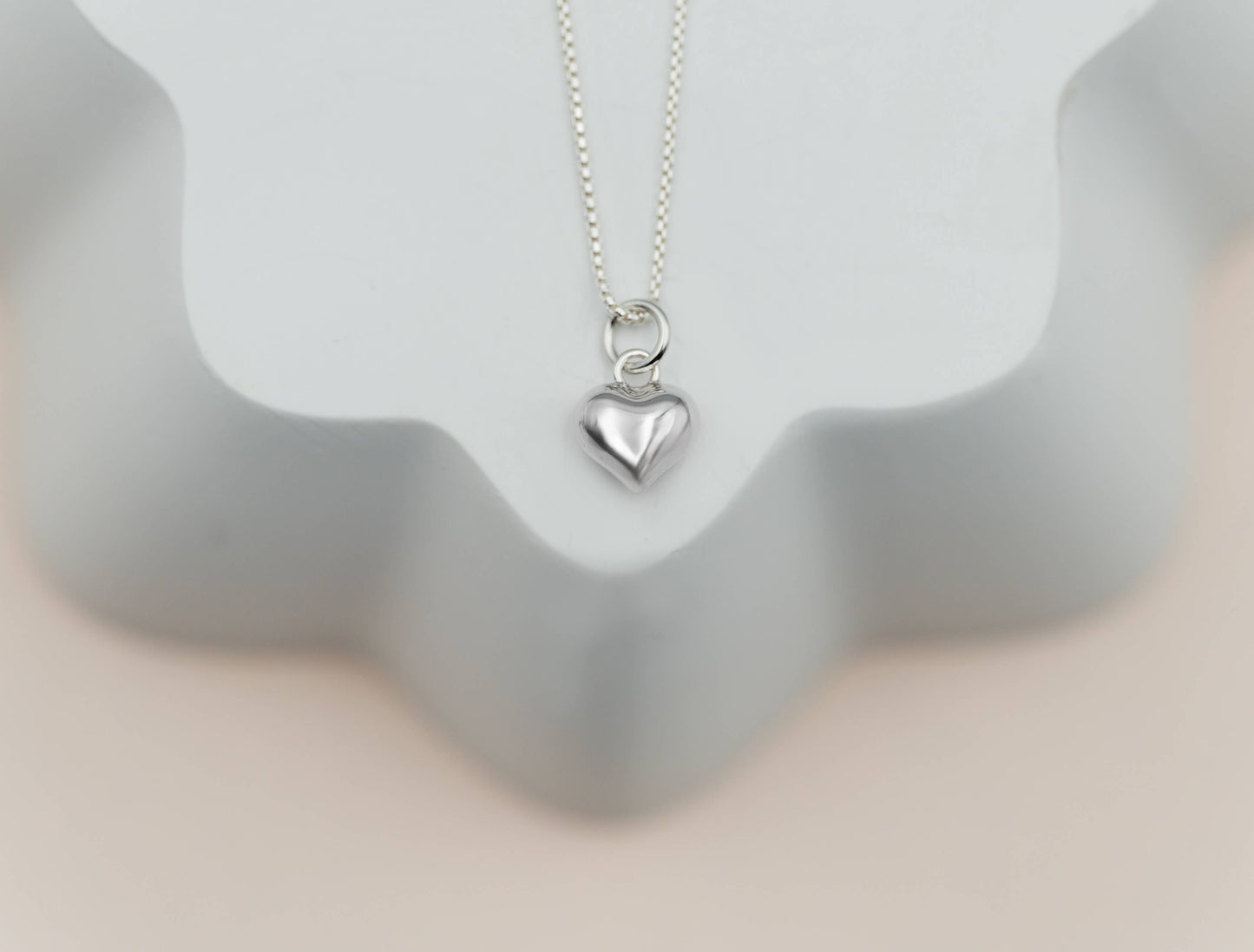 Sterling Silver Girls Puff Heart Necklace: BCN-32 Puff Heart 14"
