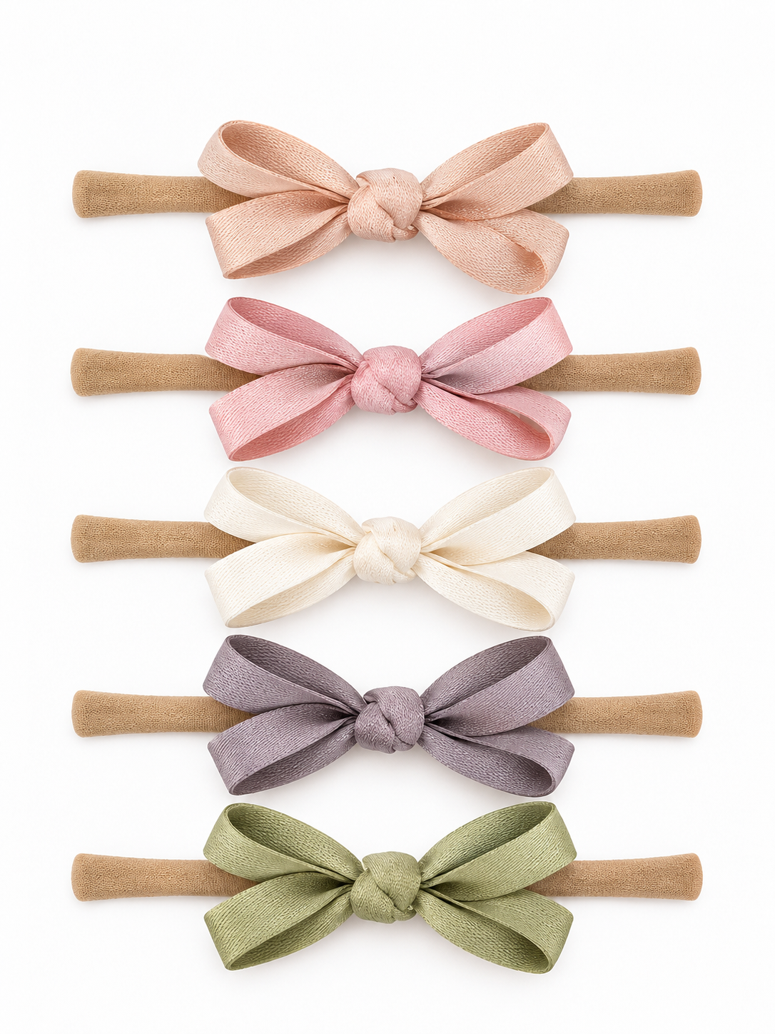 5-Pack Petite Nylon Bows,Blushed Sage