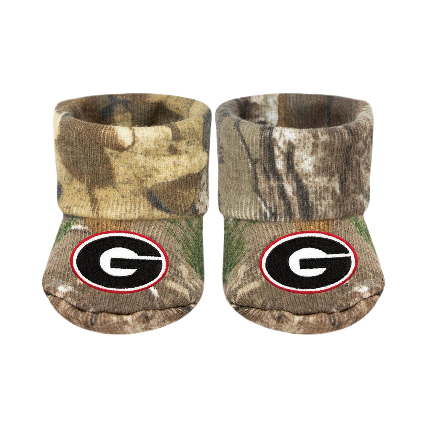 Georgia Bulldogs Newborn Bootie Sock: Black- Bulldog Head