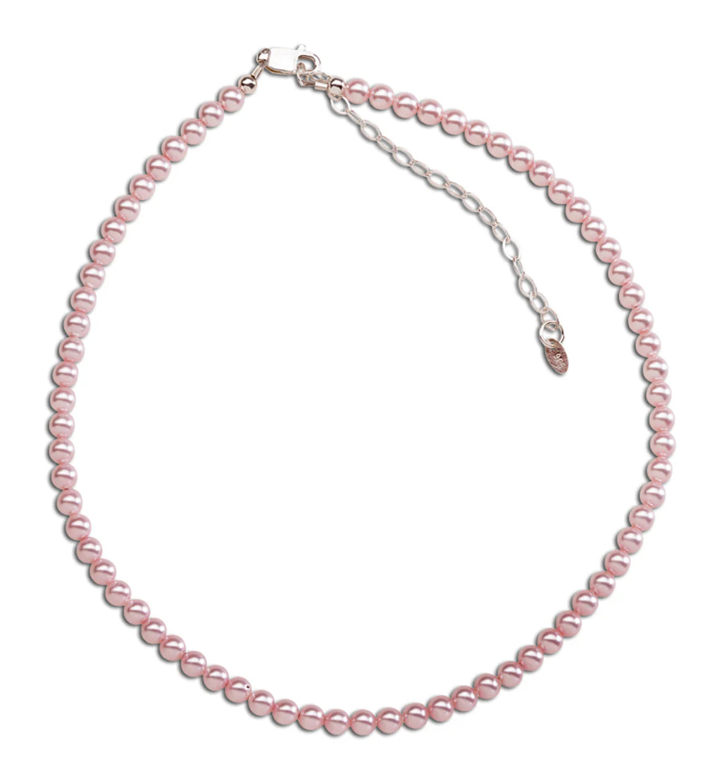 Jami Sterling Silver Beaded Necklace with Pink Swarovski Pearls