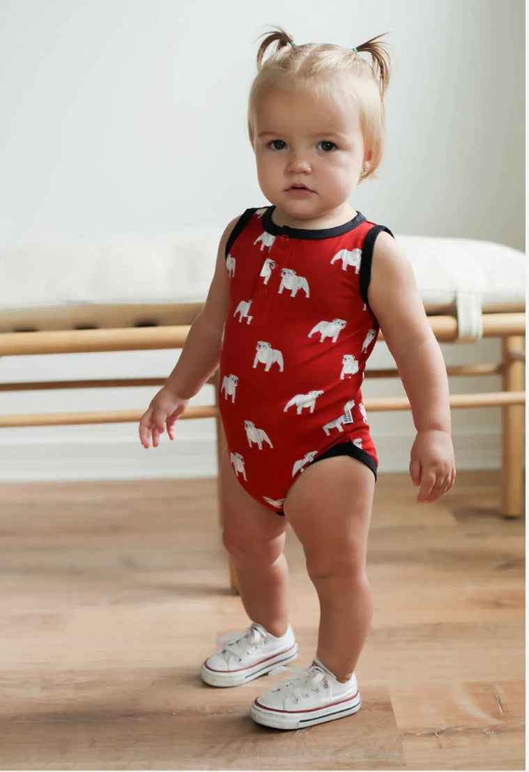 Red Bulldog Bamboo Onesie
