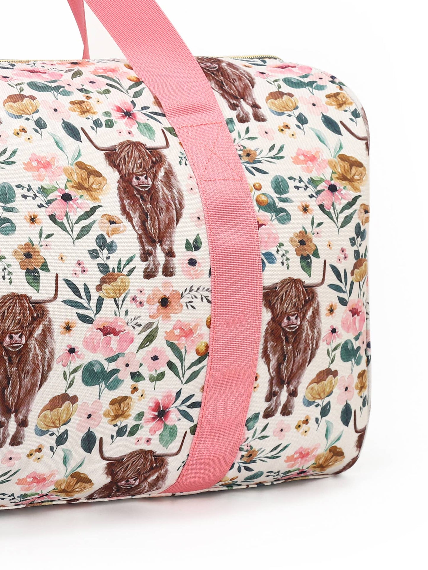 Highland Cow Flowers Duffel Bag