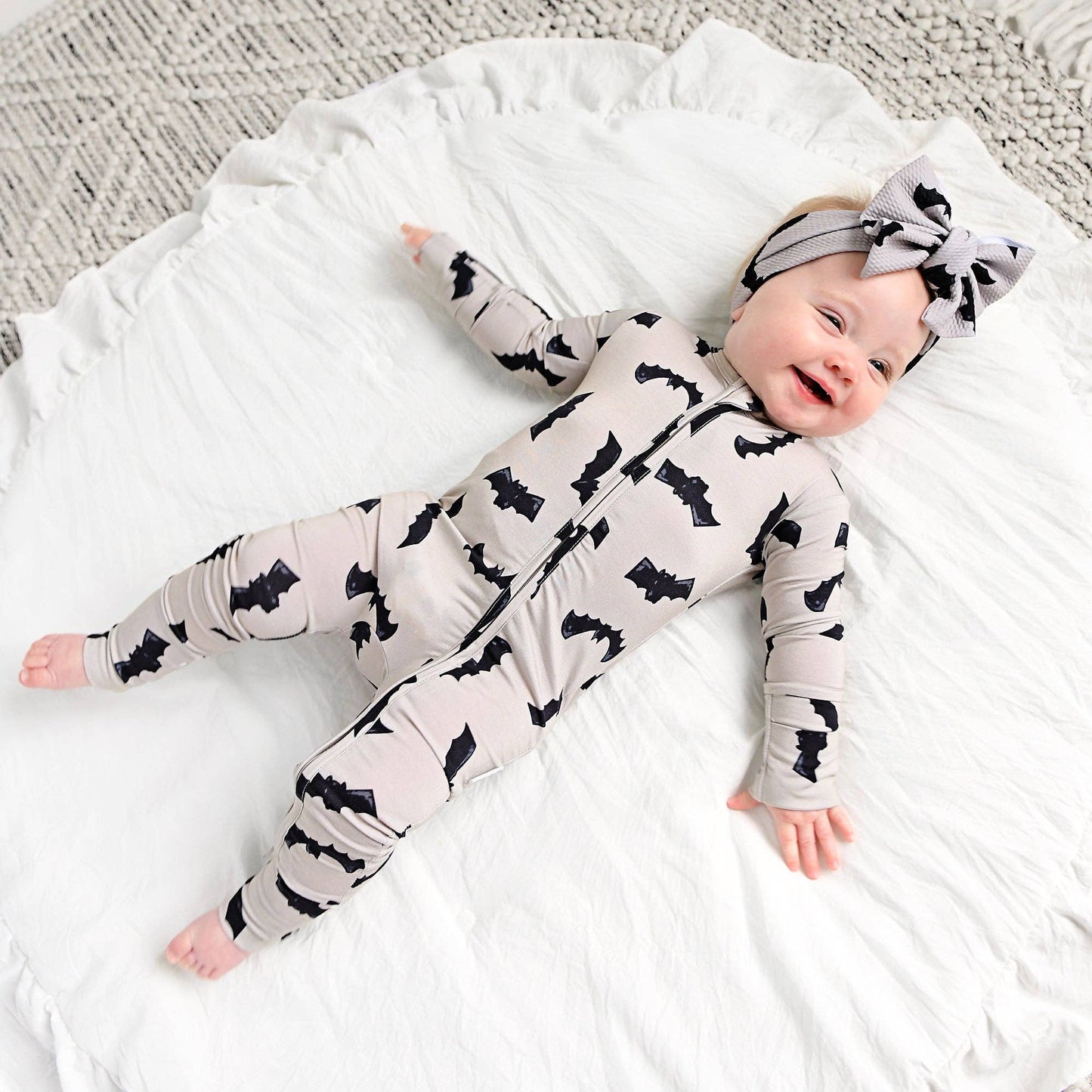 Gray Bats Zip Bamboo Halloween Sleepies