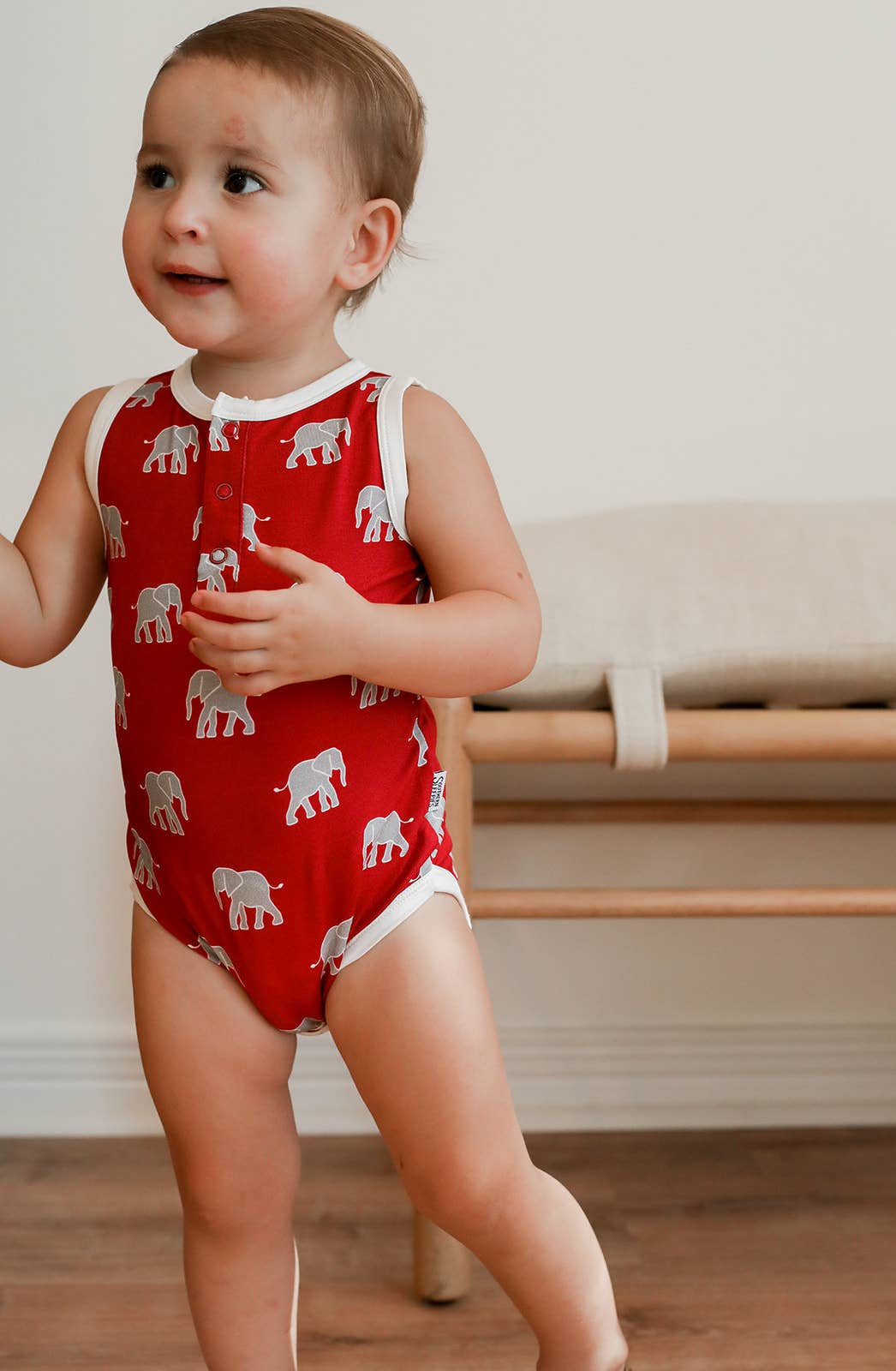 Southern Slumber - Elephant Bamboo Henley Onesie with Snaps - GAME DAY Football: 2T