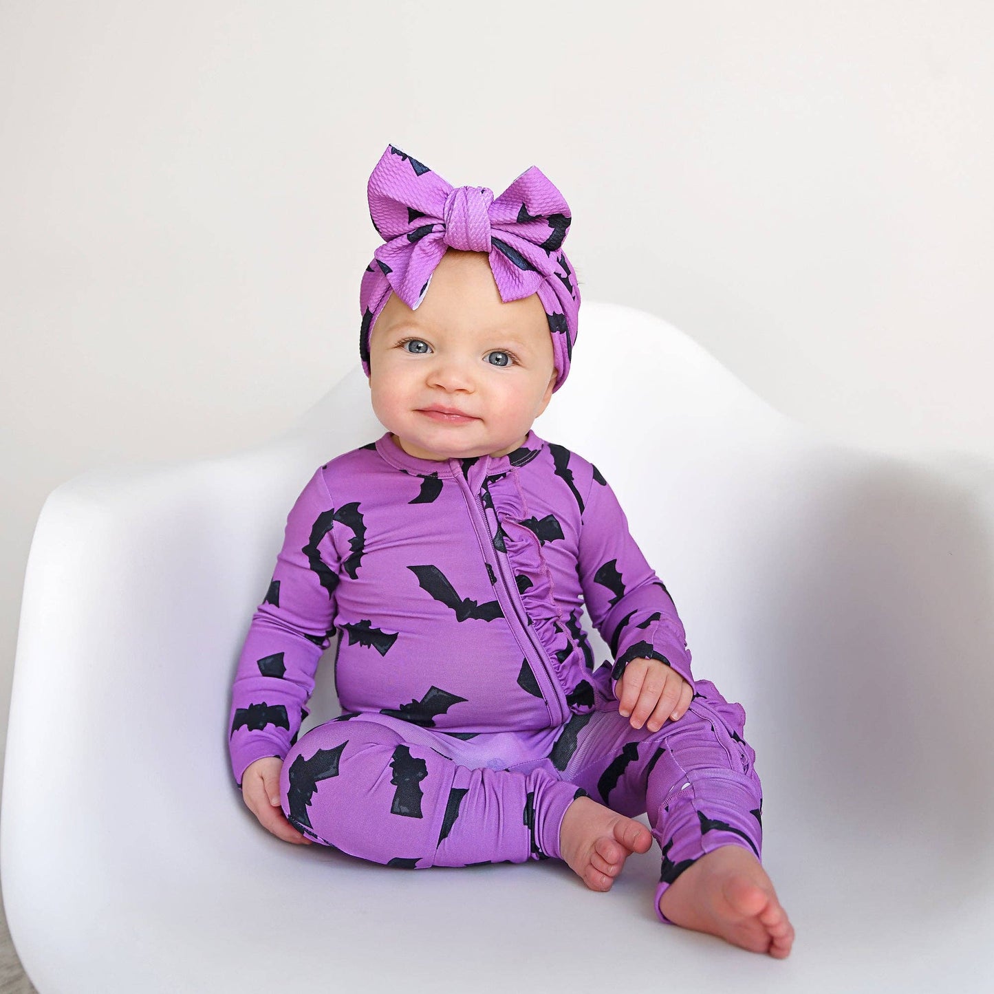 Purple Bats Ruffle Zip
