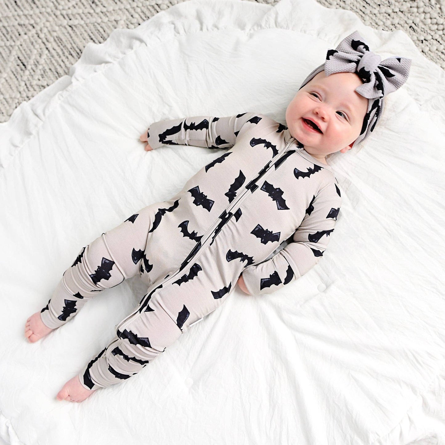 Gray Bats Zip Bamboo Halloween Sleepies