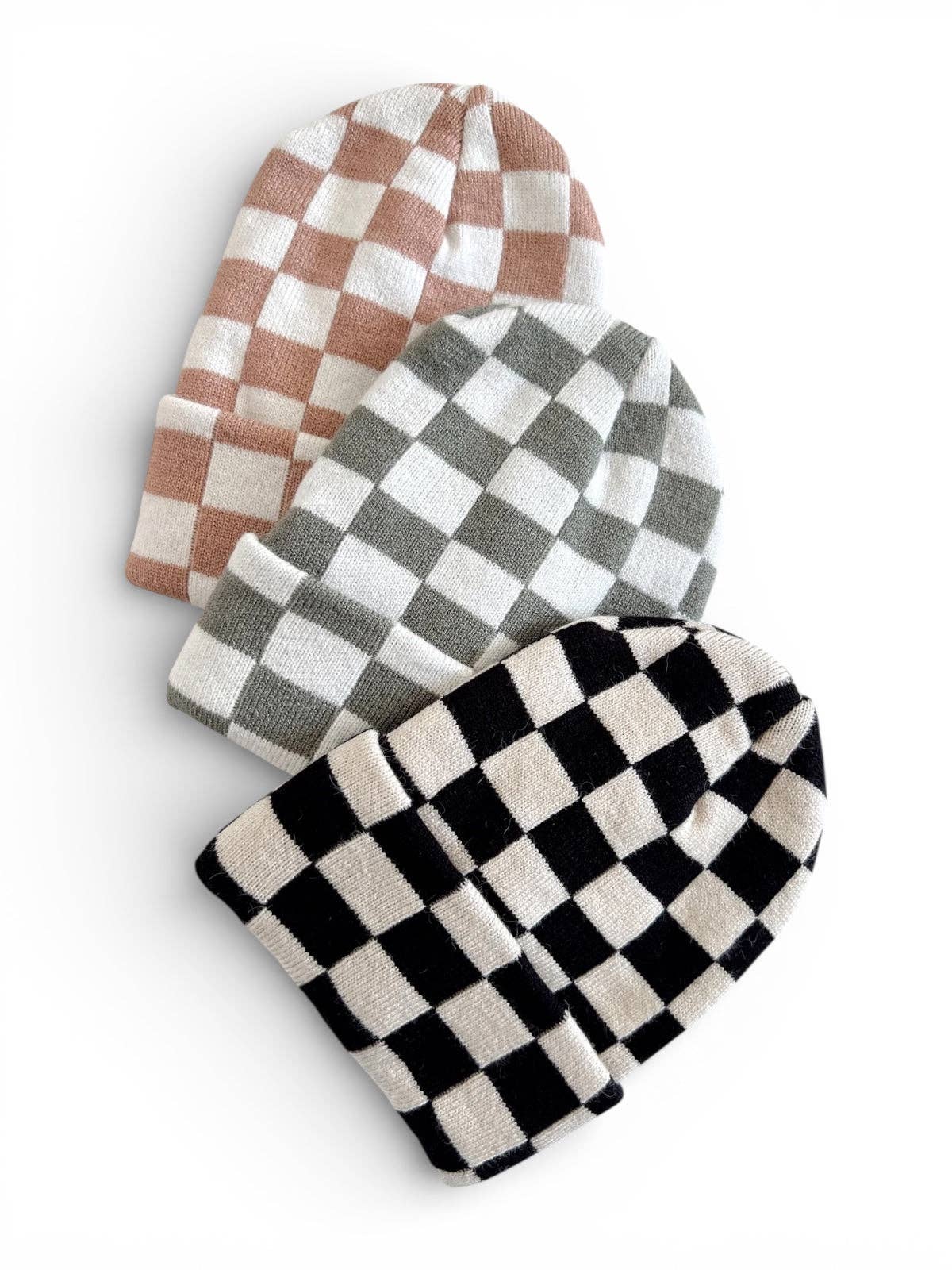 Baby's First Hat Fern/Warm White Checkerboard