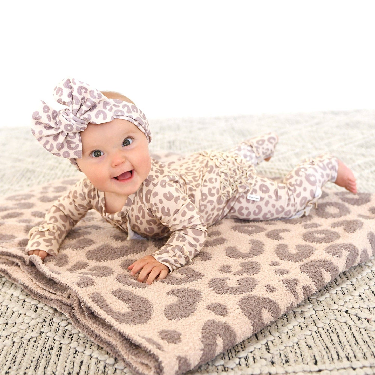 Amari Leopard RUFFLE ZIP Bamboo Onesie