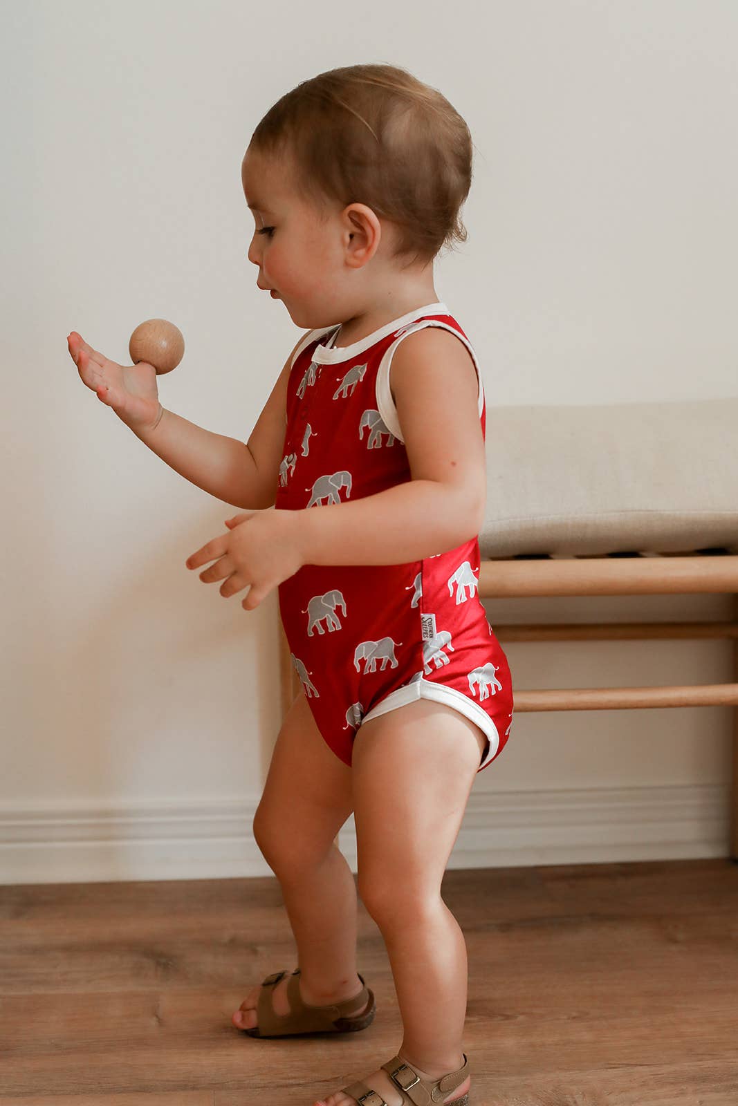 Southern Slumber - Elephant Bamboo Henley Onesie with Snaps - GAME DAY Football: 2T