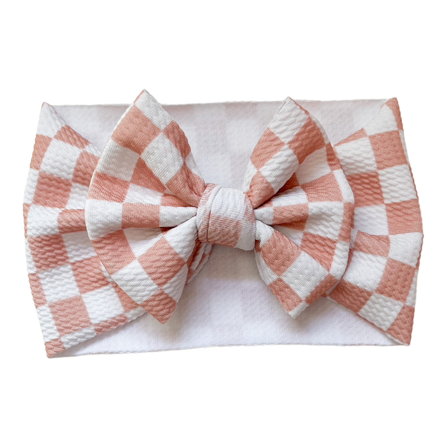 Neutral Checker Headwrap Baby Bow