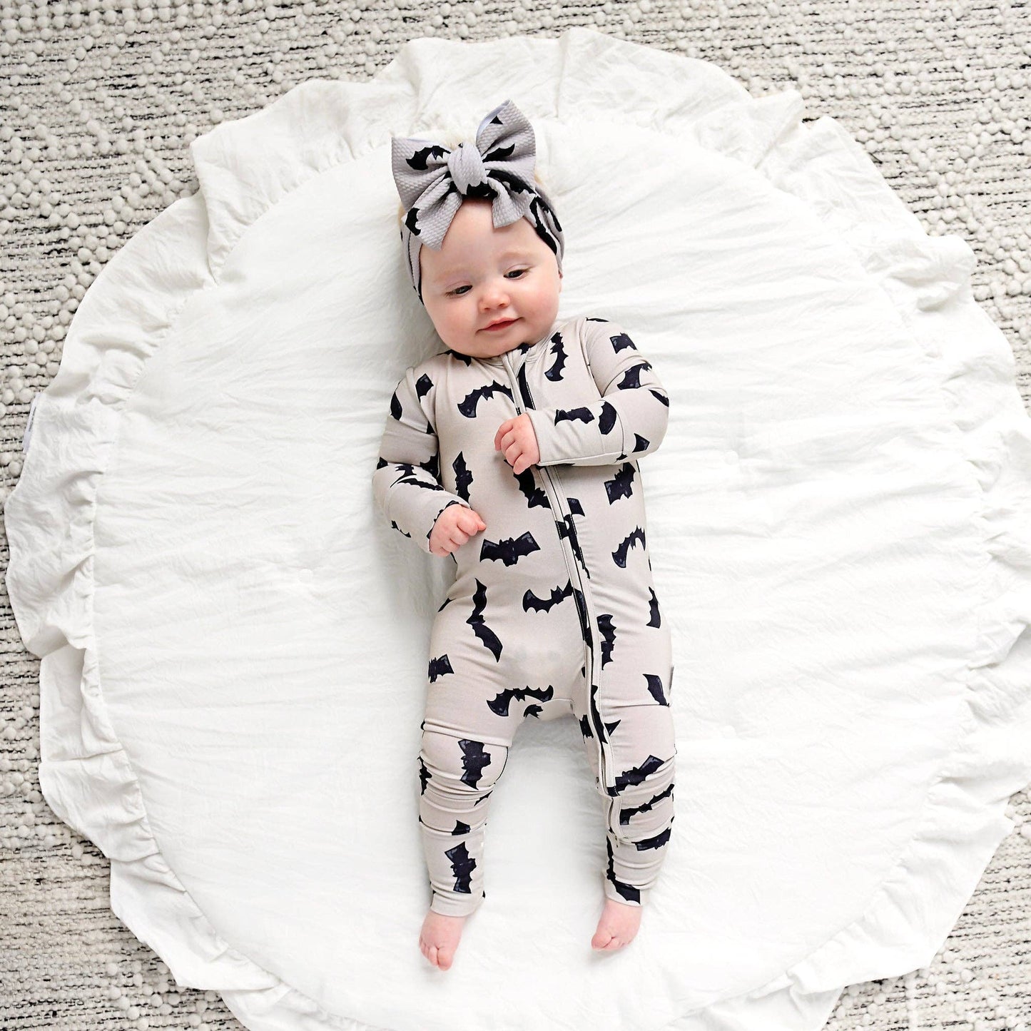 Gray Bats Zip Bamboo Halloween Sleepies