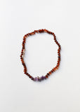 Raw Cognac Amber + Raw Amethyst Necklace: 12" Baby || Child Necklace