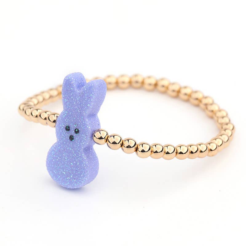 Kids' acrylic peeps bunny bracelet Easter beaded bracelet: White