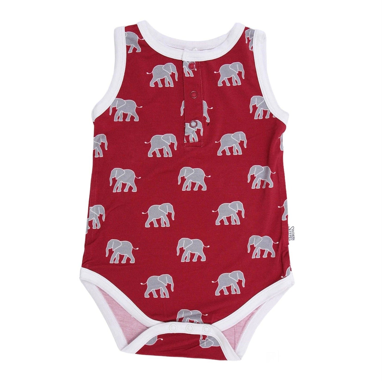 Southern Slumber - Elephant Bamboo Henley Onesie with Snaps - GAME DAY Football: 2T