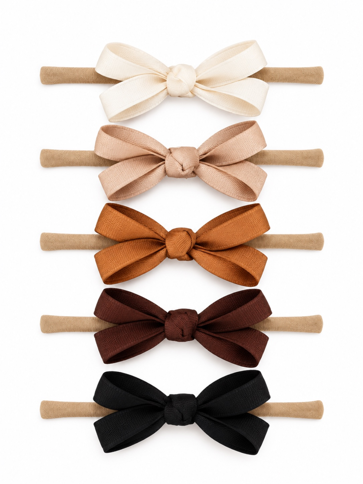 5-Pack Petite Nylon Bows,Toasted Neutrals